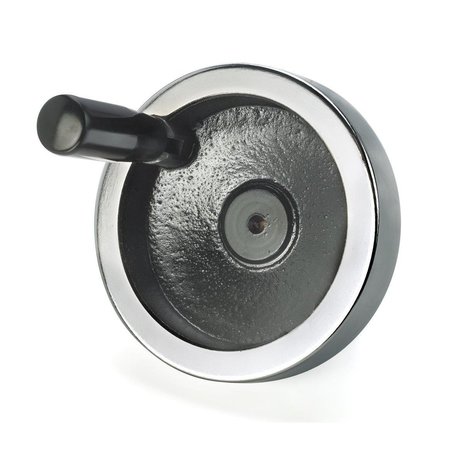 Chrome Plated Dish Handwheel with Fold-Away Handle, 4.92"" Diameter, Cast Iron Web Design -  MORTON, HW-70